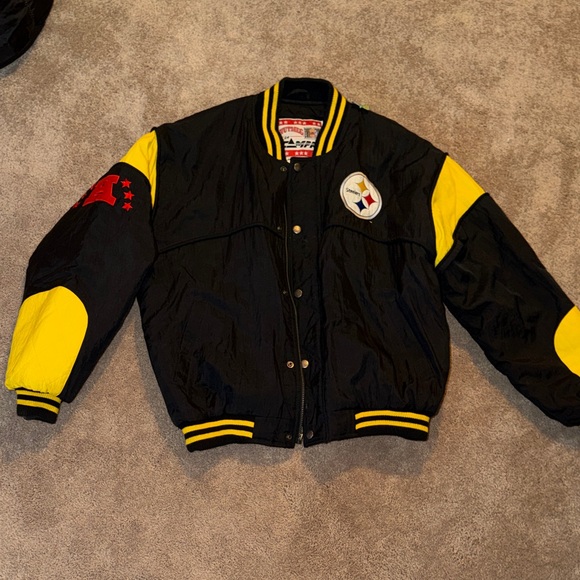 Vintage 90s Pittsburgh Steelers Nutmeg by Campri Big Logo Puffer Jacket Size L